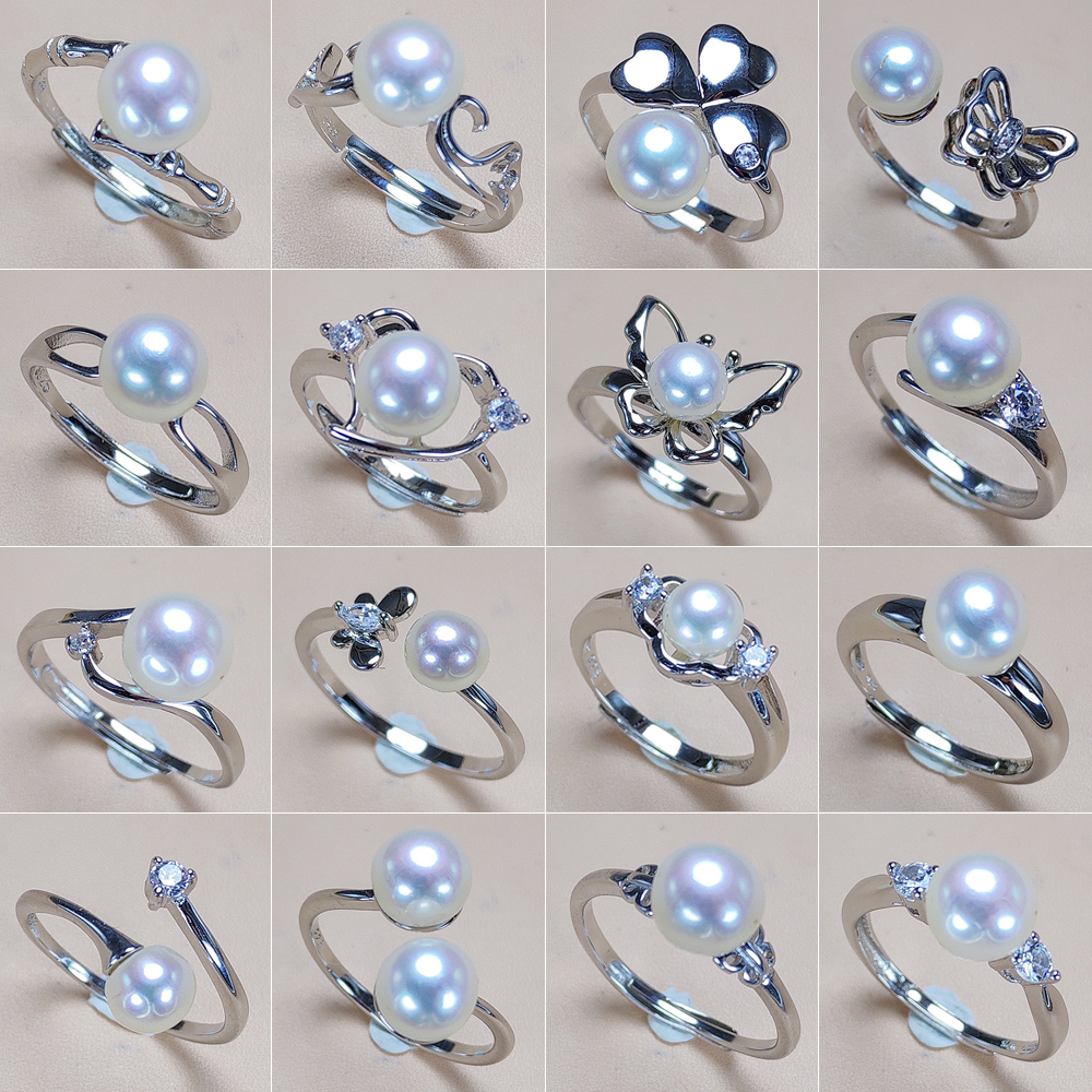 

Classic 100% Genuine Freshwater Pearl Ring for women Fashion 925 silver jewelry Adjustable Zircon Ring Fashion Jewelry Wedding Gifts