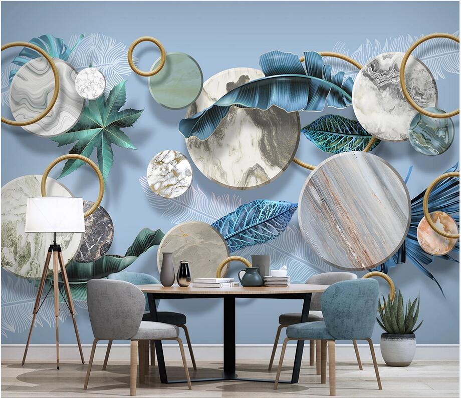 

3d wallpaper custom photo mural Leaves and feathers of tropical plants in northern Europe are light and luxuriouswall art canvas pictures, Non-woven wallpaper