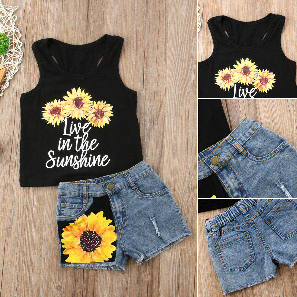 

Baby Girl Kids Summer Toddler Outfits Clothes T-shirt Tops+Shorts Pants 2PCS Set, White