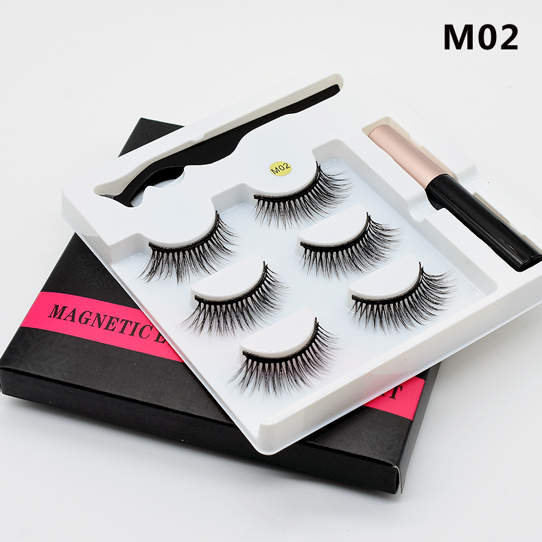 

3D Magnetic Eyelash Tweezer Set Waterproof & Magnetic Liquid Eyeliner Long Lasting Handmade Natural Extension Eye Lashes