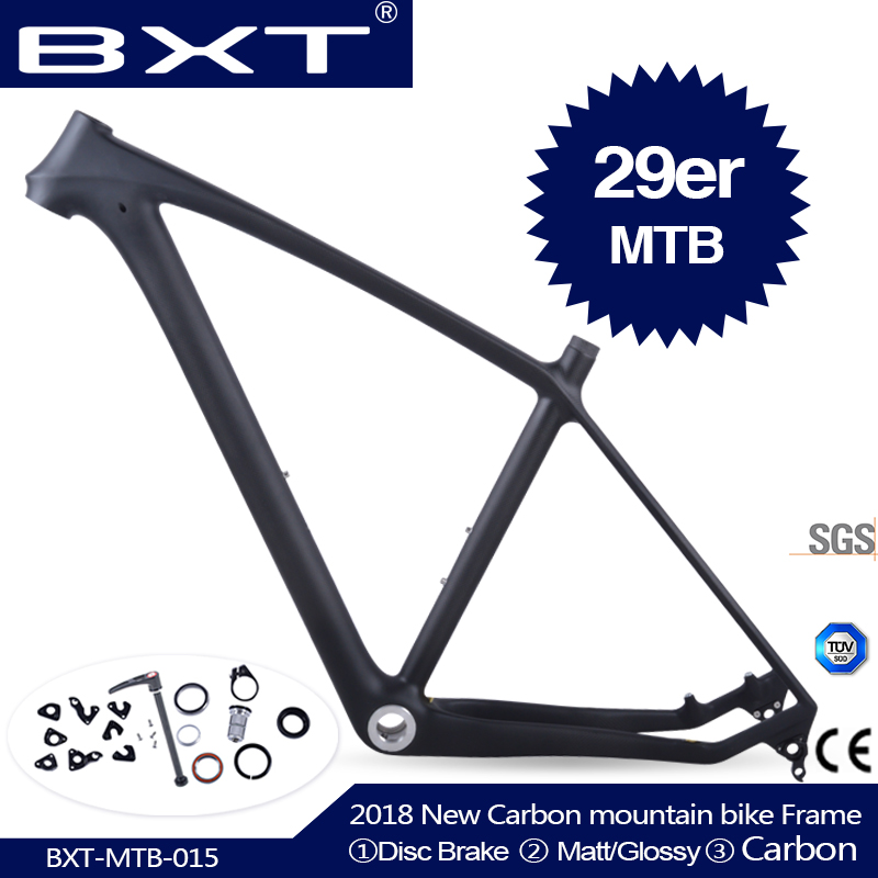 

2020 BXT T800 carbon mtb frame 29er mtb carbon frame 29 mountain bike 142*12 or 135*9mm bicycle, 17.5 no logo glossy