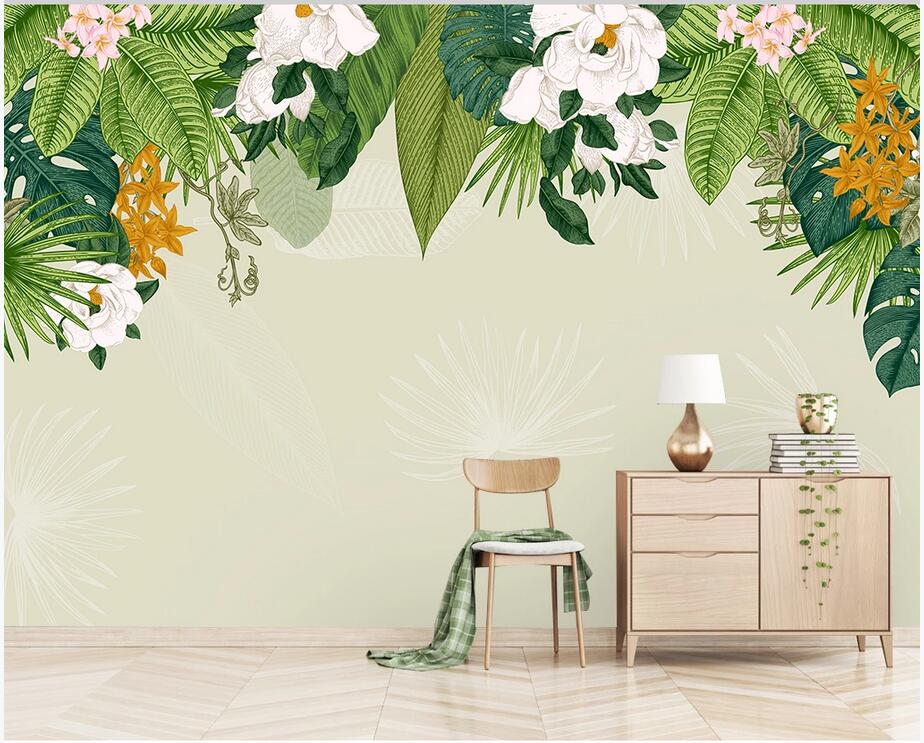 

3d sticker murals wallpaper custom photo Leaves branches tree flowers wall background canvas pictures homedecor 3d wall murals for walls 3 d, Non-woven