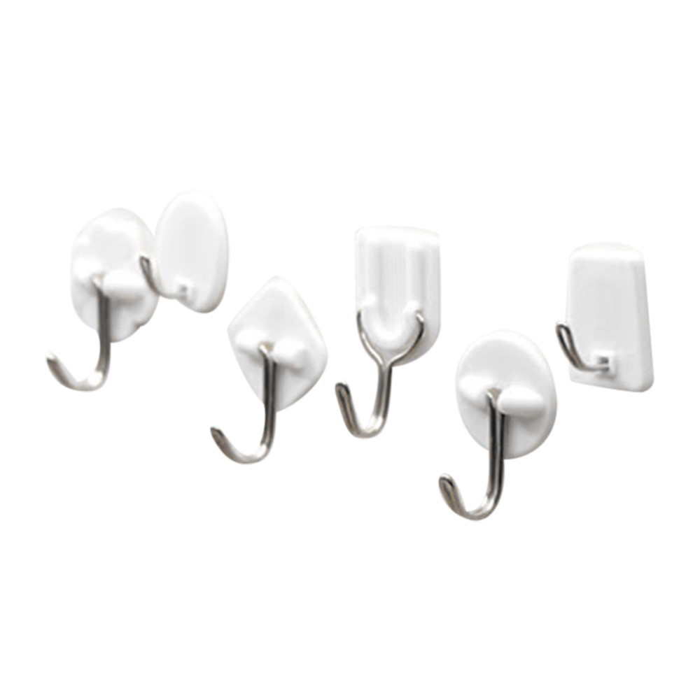 

6PCS Strong Adhesive Hook Wall Door Sticky hook mounted Hanger Holder Kitchen Bathroom White Hanger Rack A30