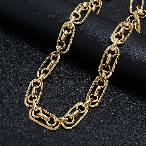 

Wholesale-fashion luxury designer exaggerated geometric big metal circle chain choker statement necklace for women 18k gold plated