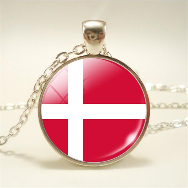 Denmark Danmark Flag Solid Brass Key Chain NEW