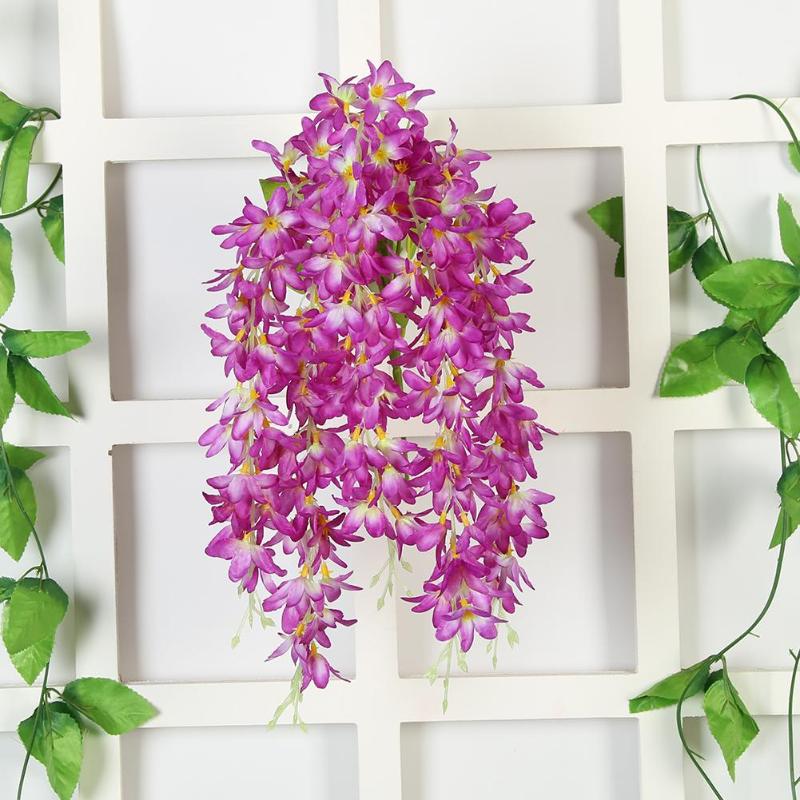 

65cm long Artificial Wisteria Flower Vine Silk Hydrangea rattan DIY Wedding birthday party Decoration Wall backdrop flowers, Blue