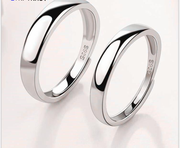 

Pure silver couple ring opening fashion silver jewelry ring men and women