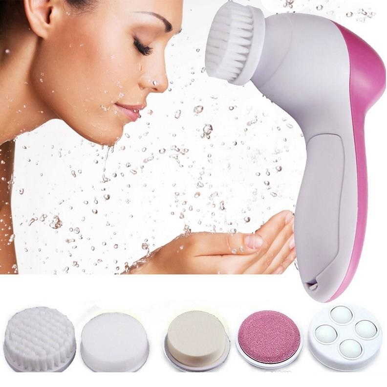

Free shipping 5 in 1 electric face washer facial pore cleaner body cleansing massage mini skin beauty massage brush