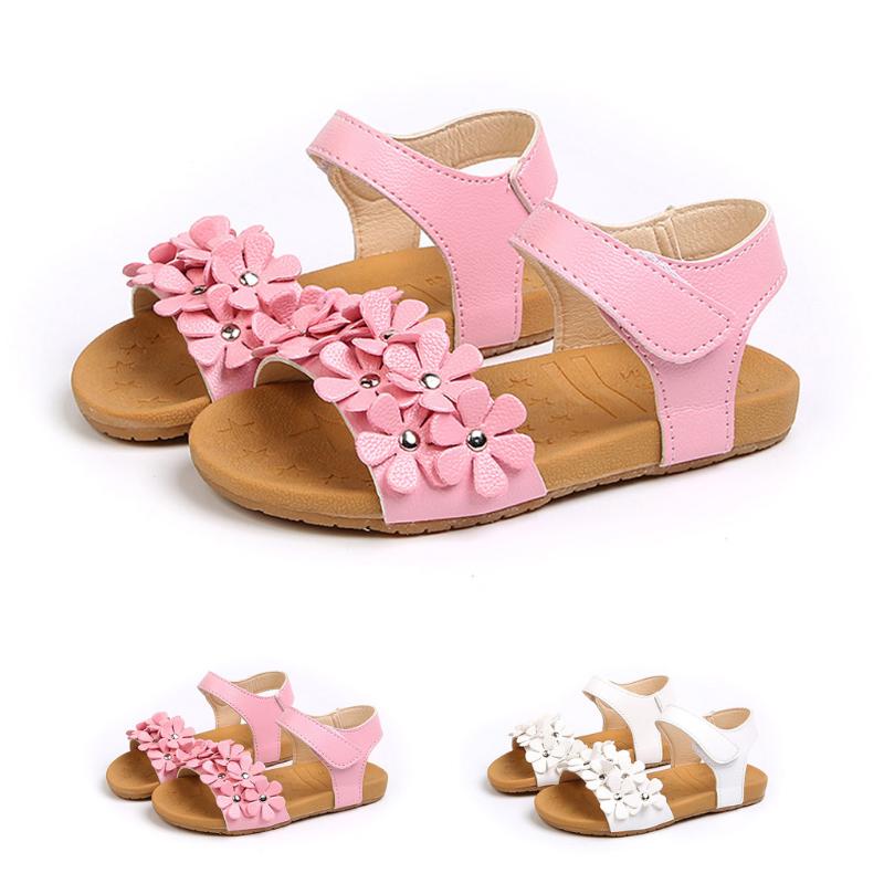 

2020 Toddler Baby Girls children sandal Sandals Floral Sole Kids Children Princess Sandals Shoes Beach sandales filles, White