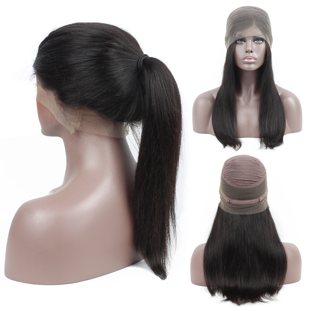 

360 Full Lace Frontal Human Hair Wigs Peruvian Straight Hair Natural Color Pre plucked Lace Front Wigs With Baby Hair Good Quality Remy Wig