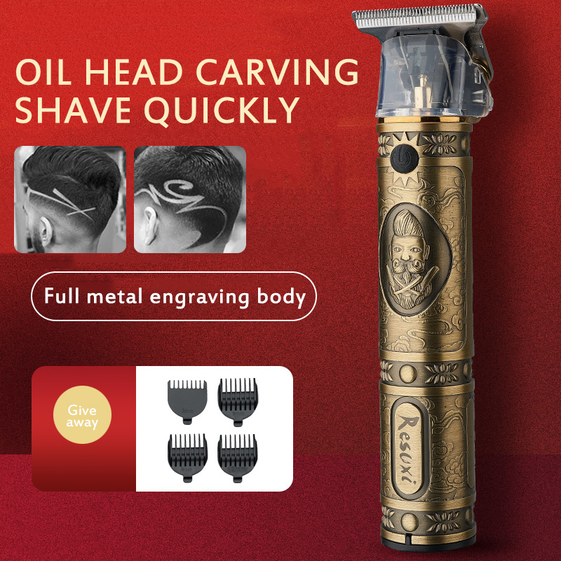 

Resuxi Rechargeable Retro Oil Hair Trimmer T9 Upgraded Electric Hair Clipper Men's Cordless Haircut Adjustable Ceramic Blade