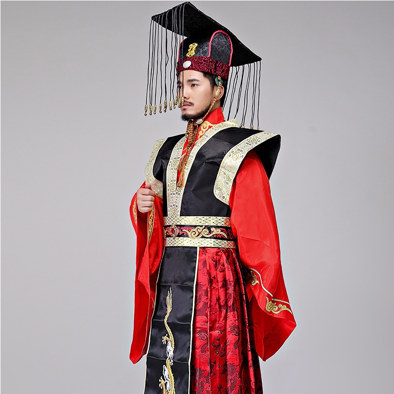 

Male Hanfu Costume The Qin Dynasty Emperor dress for Film TV Play stage wear The Imperial Red Gorgeous gown