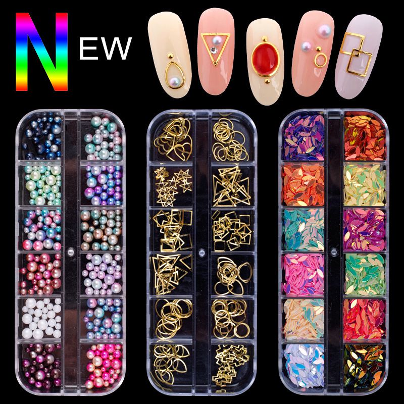 

Nail Art Nail Decorations Set Shiny Diamond Jewelry Decor Tip DIY Fashion Manicure Accessory Rhinestones-u W