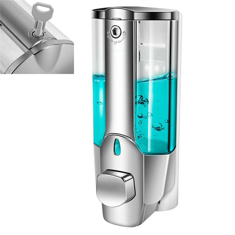 

350ml Wall Mounted Shampoo Soap Dispenser Bathroom Shower Manual Liquid Lotion Pump