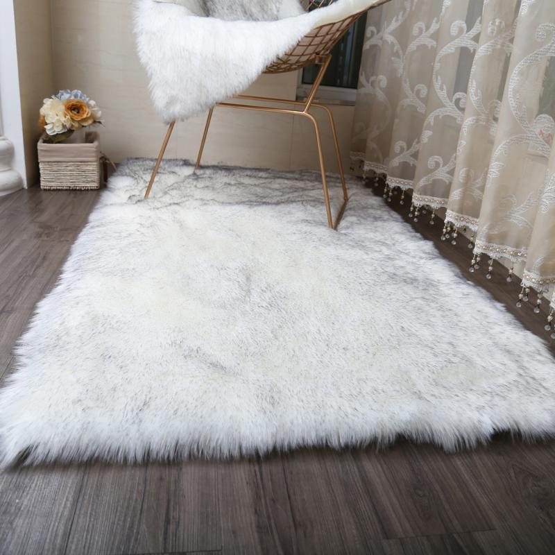 

MUZZI Hairy Carpets 2020 New Sheepskin Plain Fur Skin Fluffy Bedroom Faux Mats Washable Artificial Textile Area Square Rugs, Gray