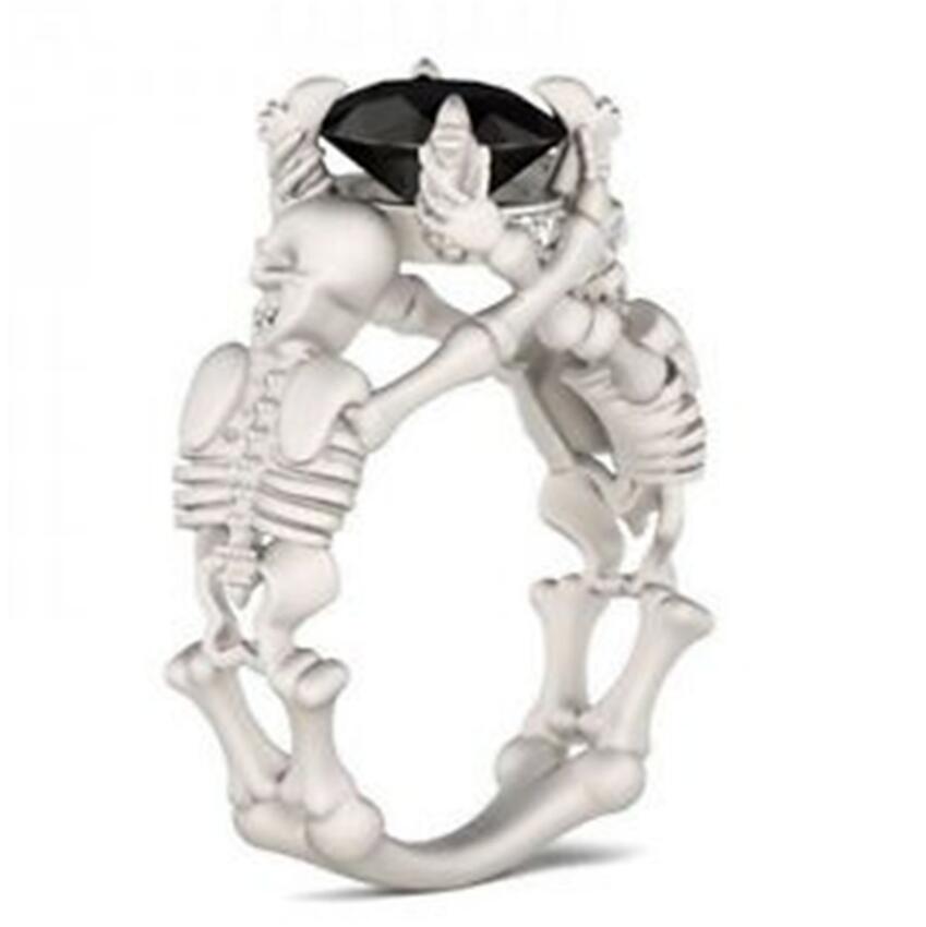 

jewelry skull rings black zircon solid Skeleton rings for women special hot fashion free of shipping