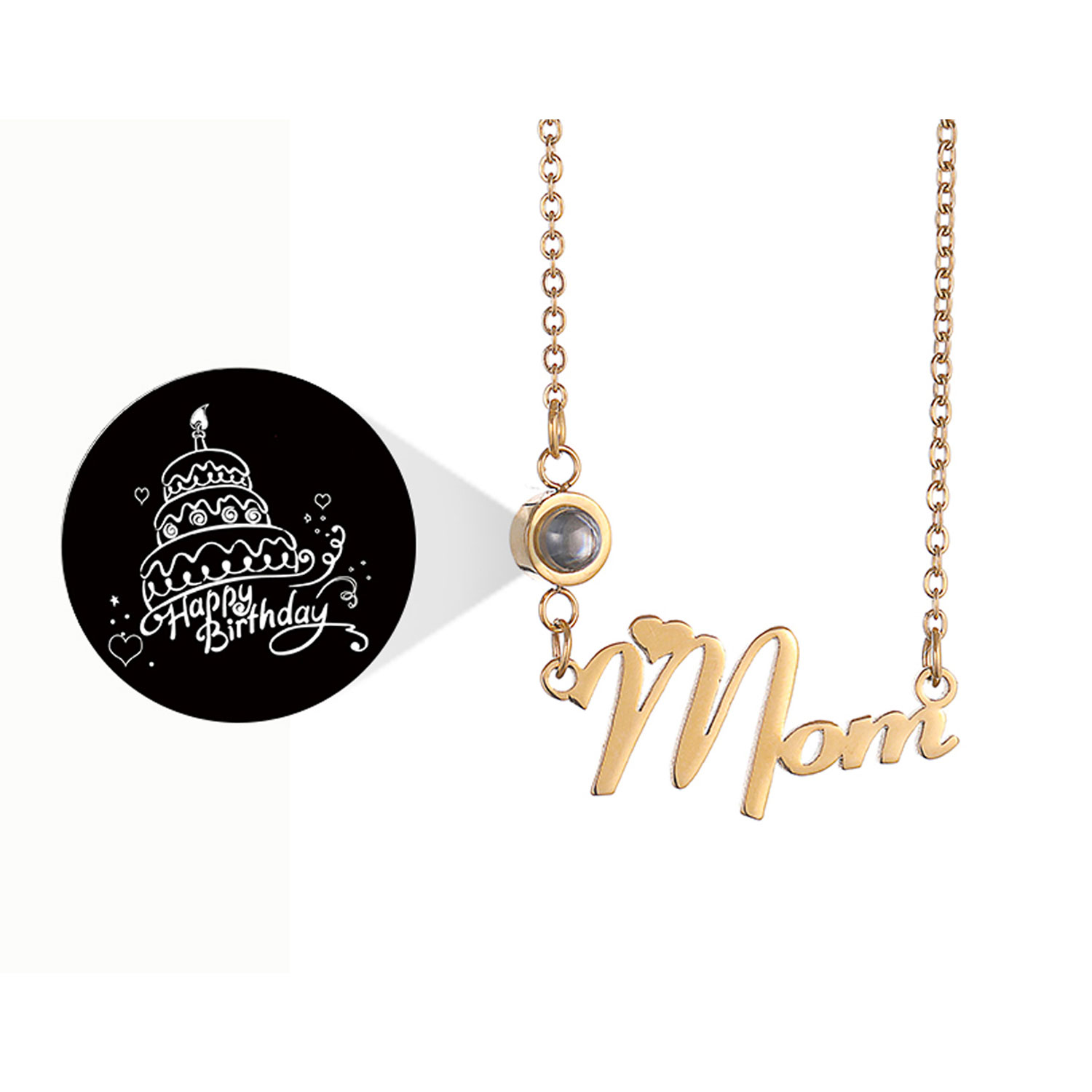 Custom Nameplate Necklace with I Love You 100 Languages Projection Pattern Script Words for Women Kids Girls Name Necklace-image-488466248