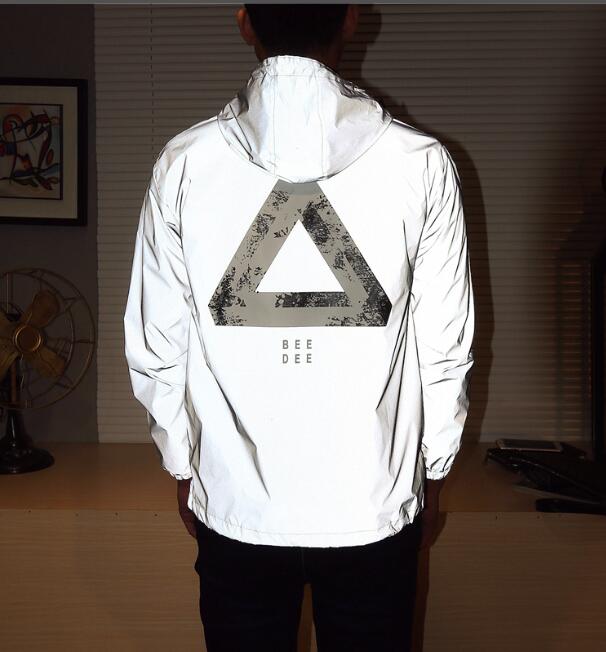 

2019 New fashion Outdoor jacket casual windbreaker 3m reflective jacket tide brand men women lovers coat hooded fluorescent sport clothing, Black;brown
