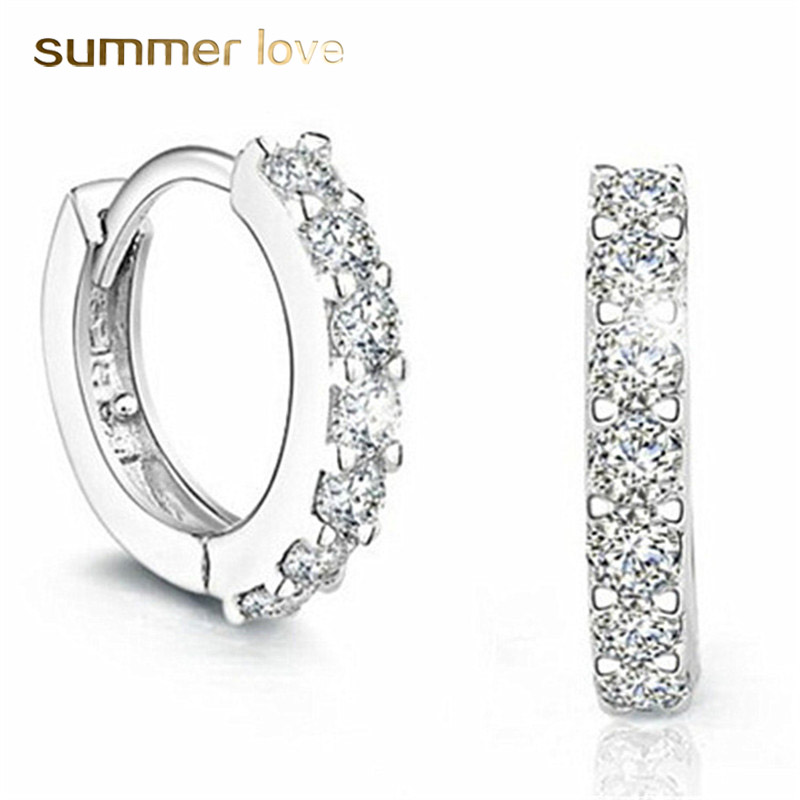 

2019 New Arrival Cubic Zirconia Crystal Hoop Earrings For Women Girl Korean Style Round Cuff Stud Earrings Jewelry Fashion Gift