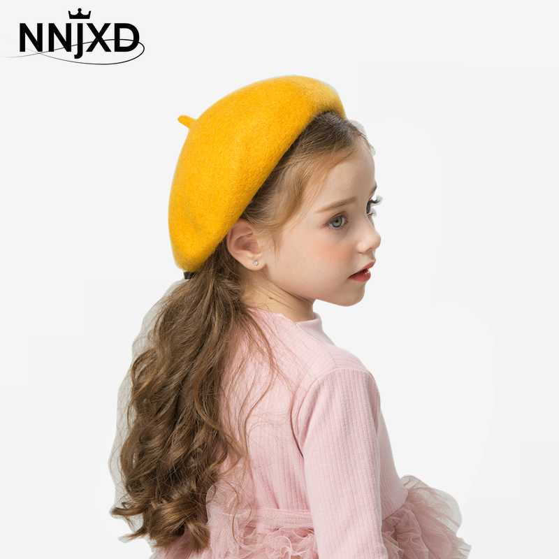 

Wool Beret for Kids Children Beanie Hats Gift Fashion Children's Painter Cap French Beret Cap  Autumn Winter Caps, White