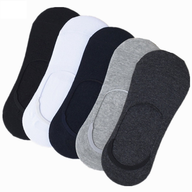 

Januarysnow New Cotton No Show Socks Non Slip Men Invisible Boat Socks Silicone Anti-skid Solid Color Summer Socks Unisex, White