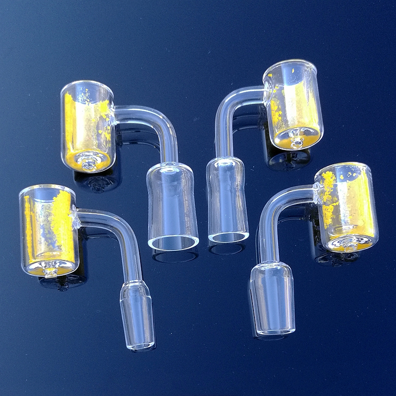 

100pcs Quartz Banger Nails 25mm OD 14mm 18mm Male Female With Yellow Sand Color Changing Quartz Thermal Banger Nail For Glass Bong DHL