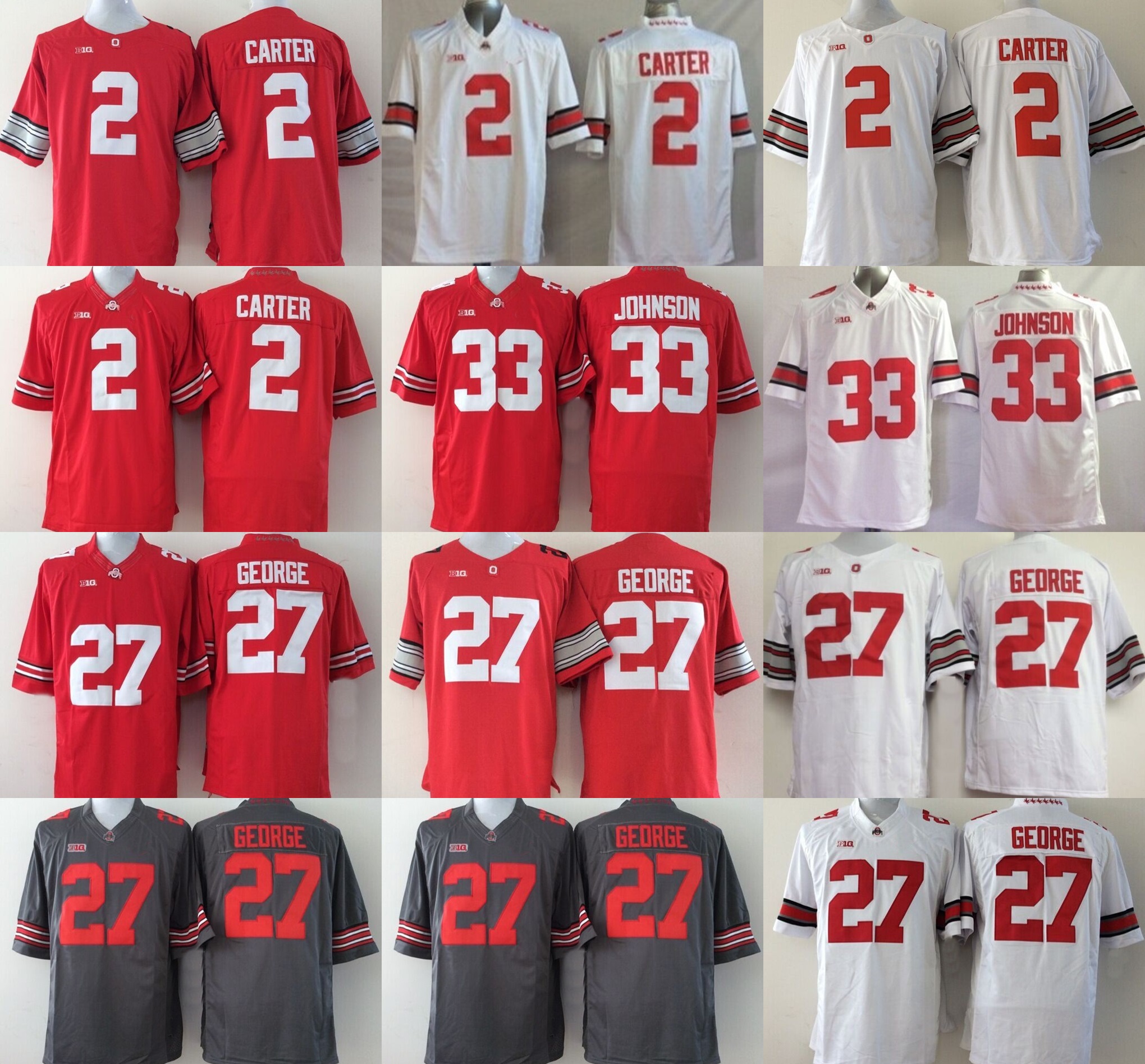 

Football Jerseys Wholesale Limited NCAA Ohio State Buckeyes Football Jersey Mens #33 Pete Johnson 2 Cris Carter College 27 Eddie George College Foodball Jerseys, As photo