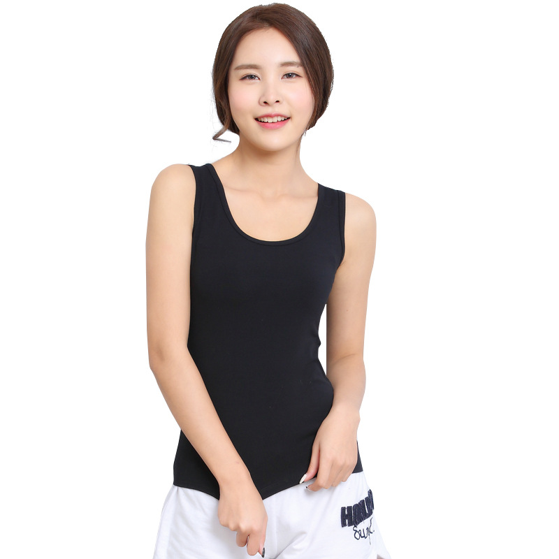 

Vest Women ' Summer Base Inside Wear Solid Color Slim Yoga Camisole Women ' Cotton Sports Vest Fitness Workout Running, Black