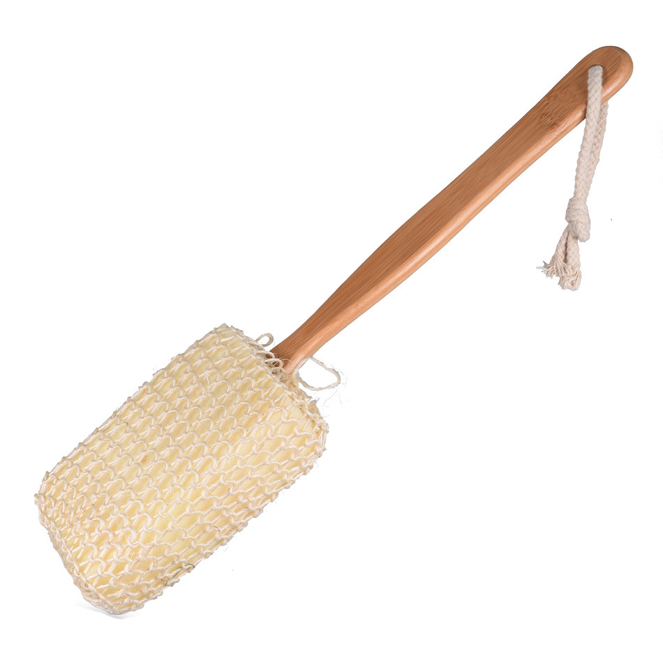 

Sisal Bath Brush with Bamboo Long Handle Shower Brush Sisal Sponge Brush Exfoliating Dry Skin Shower Scrub