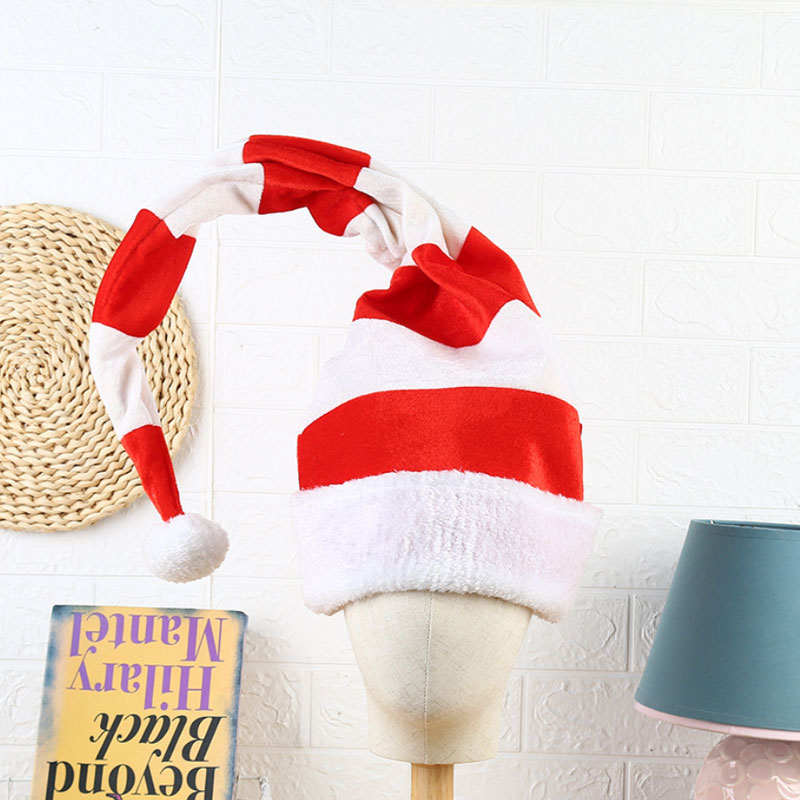 

Red White Striped Long Christmas Santa Claus Plush Hat New Year Decoration Festive Party Supplies