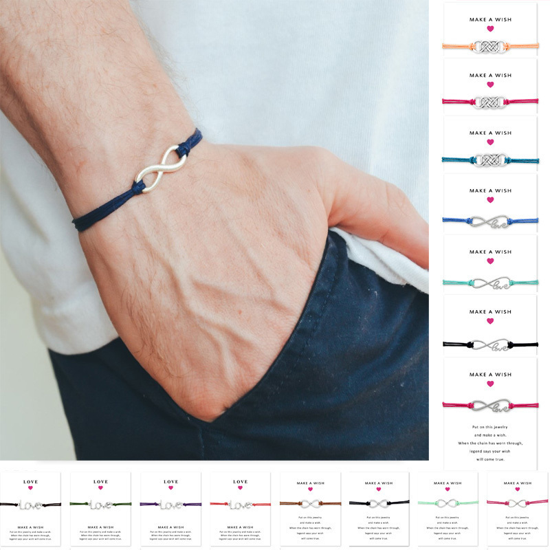 

Girls Adjustable Friendship Engagement Wedding Bridesmaid Jewelry With Card Infinity Love Make A Charm rope Bracelets For Women