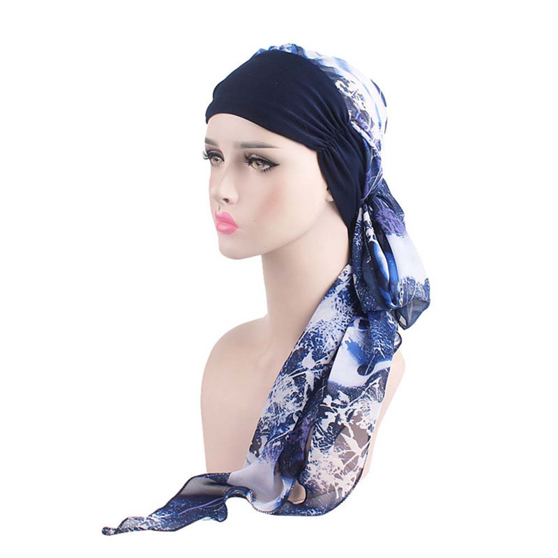 2019 New Women Chemo Cap Turban Long Hair Band Scarf Head Wraps
