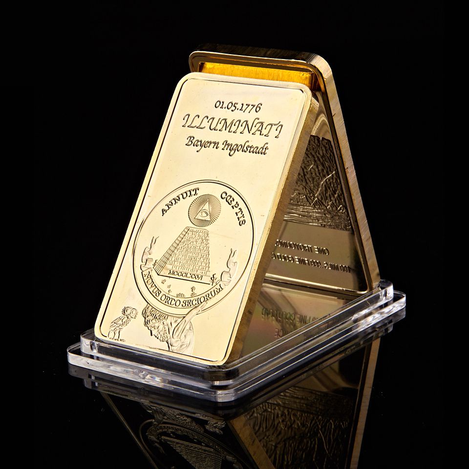 1776 World Masonic Coin Craft Freemasons Brothers Illuminati Novus Ordo Seclorum 1oz Gold Plated Buillion Collectibles Gift-image-521702609