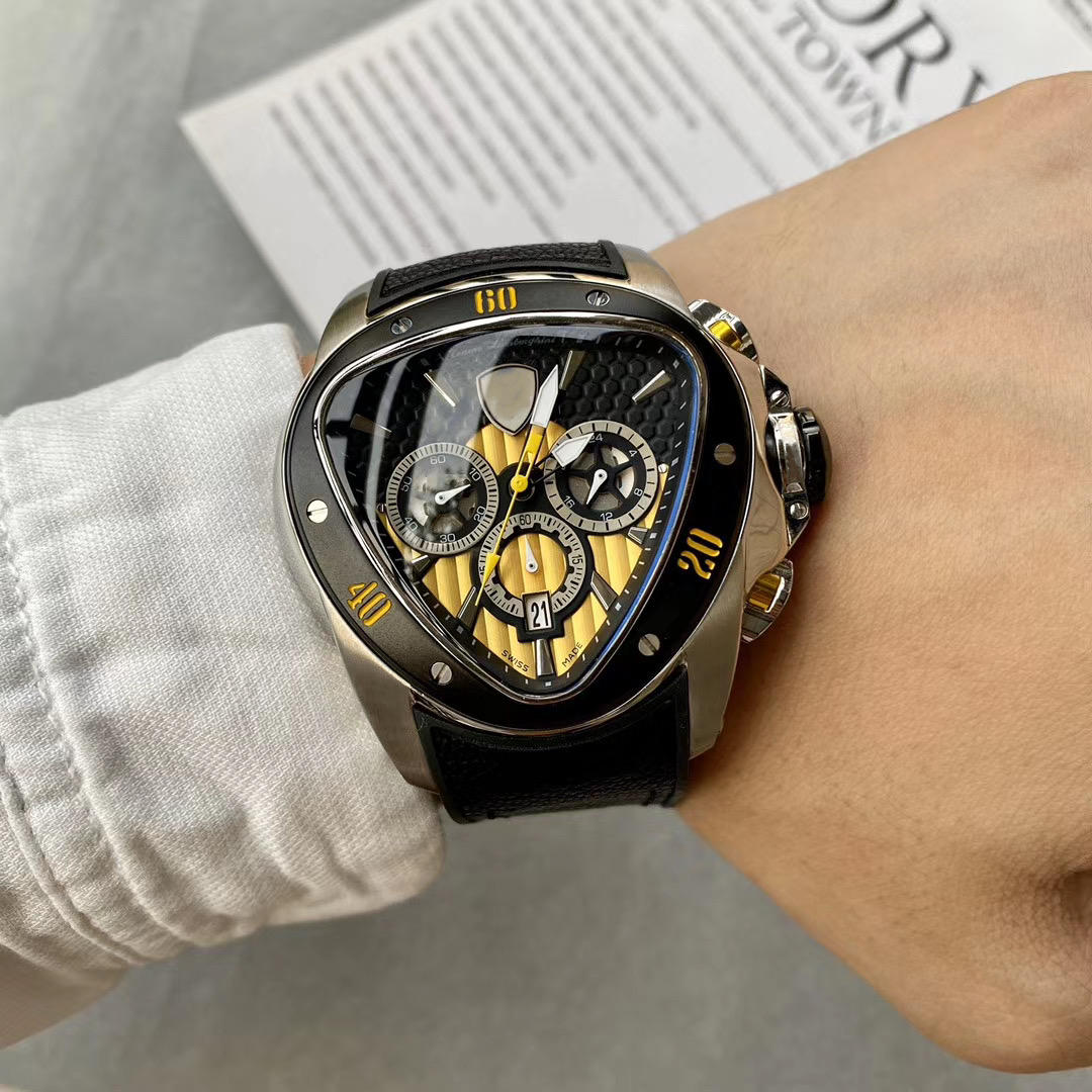 

2020 Men's 50mm VK Quartz Watch Black Strap Butterfly Buckle Luxury Watch Classic, Slivery;brown