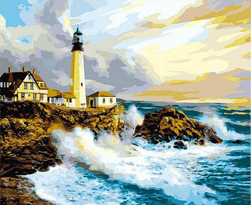 

DIY Oil Painting By Numbers Ocean theme 50*40CM/20*16 Inch On Canvas For Home Decoration Kits [Unframed]
