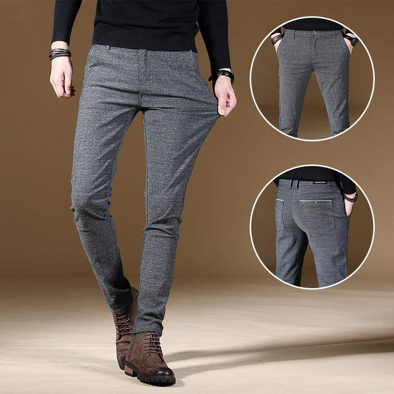 

Januarysnow Fashion High Quality Men Pants Spring Autumn Men Pants Trousers Male Classic Business Casual Trousers Full length, Black