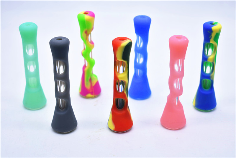 

Mini cheap protable silicone tobacco pipe with glass tube cheap mini glass cigarette filter pipe for smoking