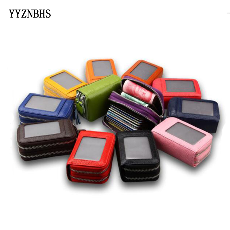 

Women Wallets Genuine Leather Double Zipper Card Wallet Small Purse Lady Wallet Women Carteira Feminina Card Holder Pasjeshouder, Black