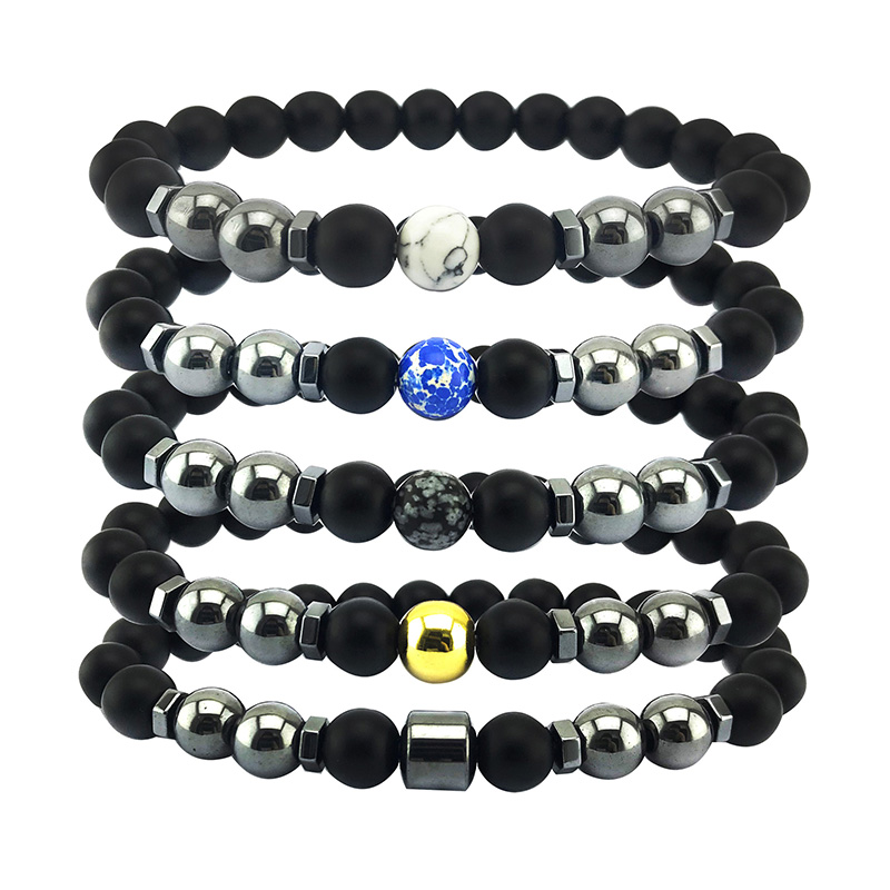 

Men Bracelets Handmade Classic Strand Stone Beaded Bracelet For Women 8MM Tiger Eye & Hematite & Black Obsidian Natural Stone Bracelet