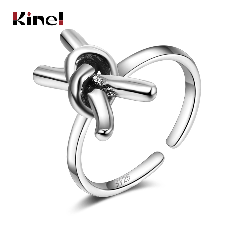 

Cluster Rings Kinel Korean 925 Sterling Silver Vintage Handmade Butterfly Knot For Women Party Adjustable Open Ring Jewelry