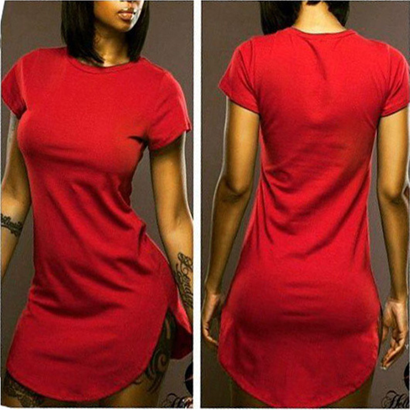 

5604 sexy short-sleeved split irregular dress nightclub dress skirt, Red