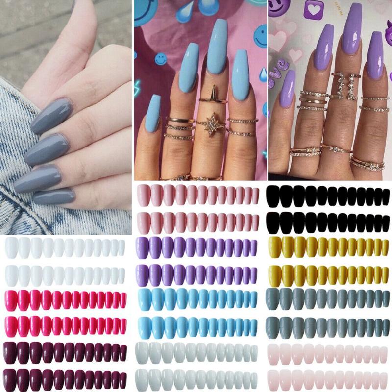 

24Pcs/Box Acrylic Full Cover False Nail Tips Fake Nails Manicure Tools For Nails Extension DIY Nail Art Tool Salon Supply
