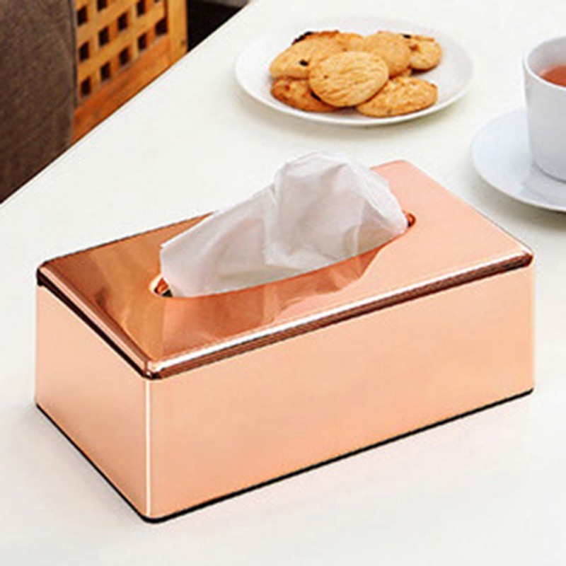 

Rose Gold Tissue Box Metal Cover Paper Toilet Box