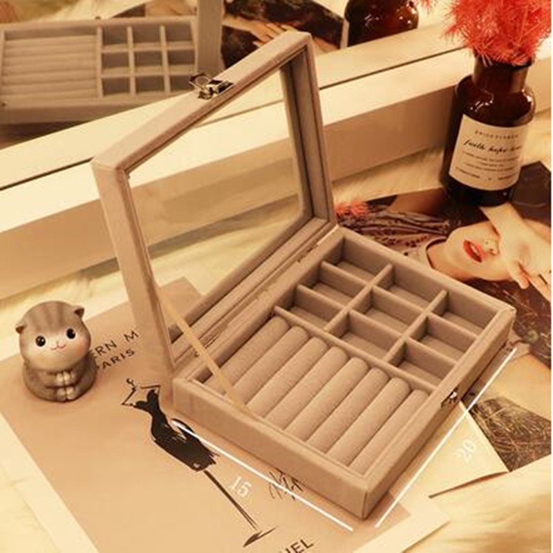 

91 grey 20155cm jewelry packaging display stud earring storage box dust proof jewelry wood storage box ear clip line jewelry d098