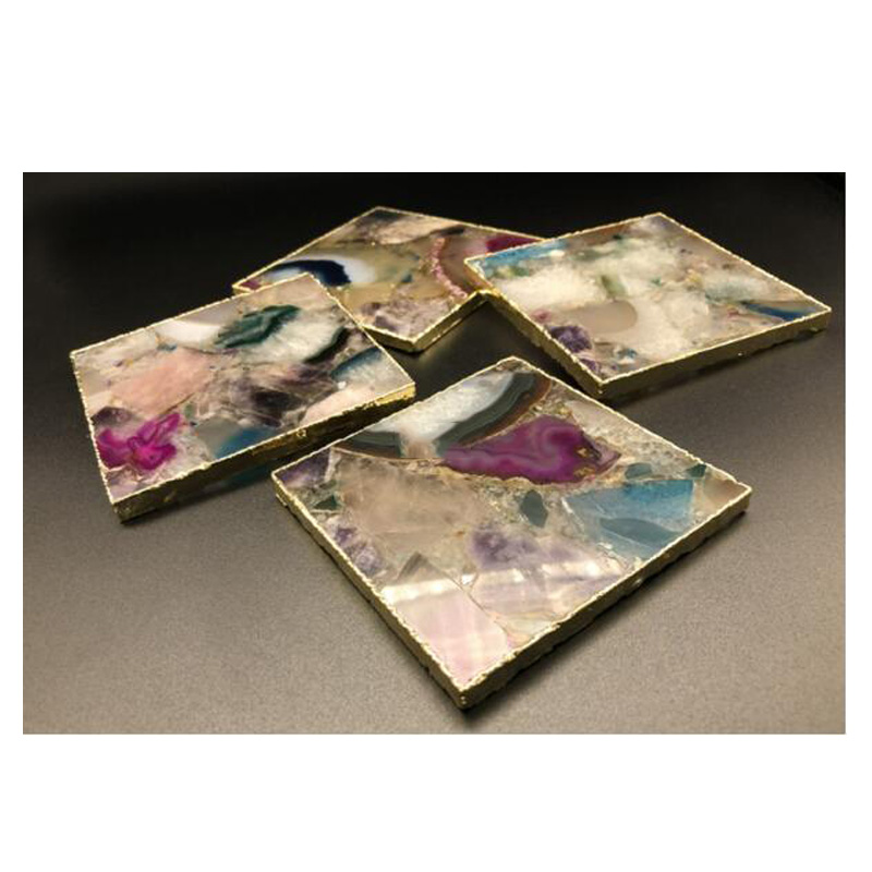 

Pack of 2pcs Cup Coaster Agate Slice Mats Pad Tableware Accessories jewelry display plate mat