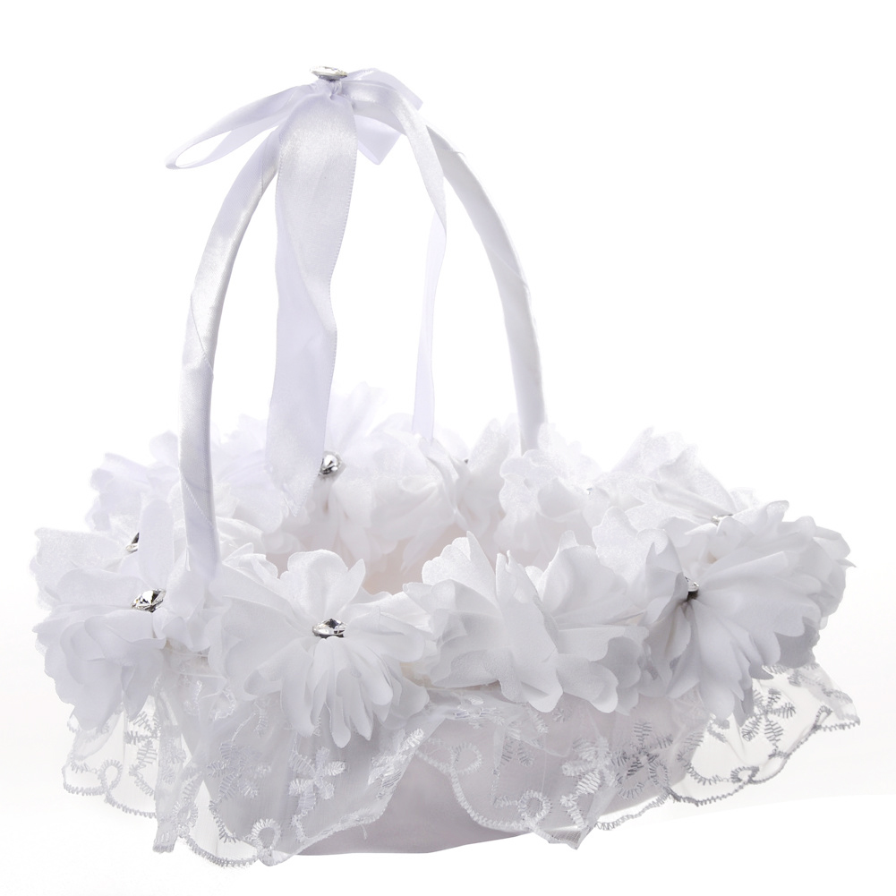 Titular de Flores de Raso Flor de la Boda Cesta Perla adorn/ó Cesta de la Muchacha de la Boda del p/étalo