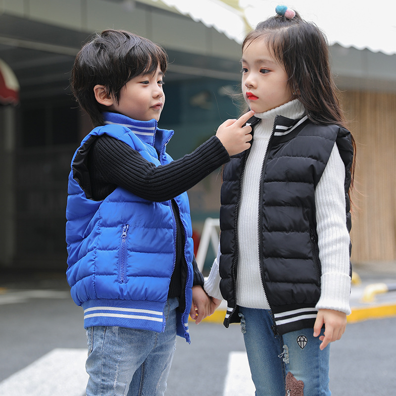 

winter Kids boy girl Children's Clothing Outerwear Vests Waistcoats cotton clothes jacket thick, Blue
