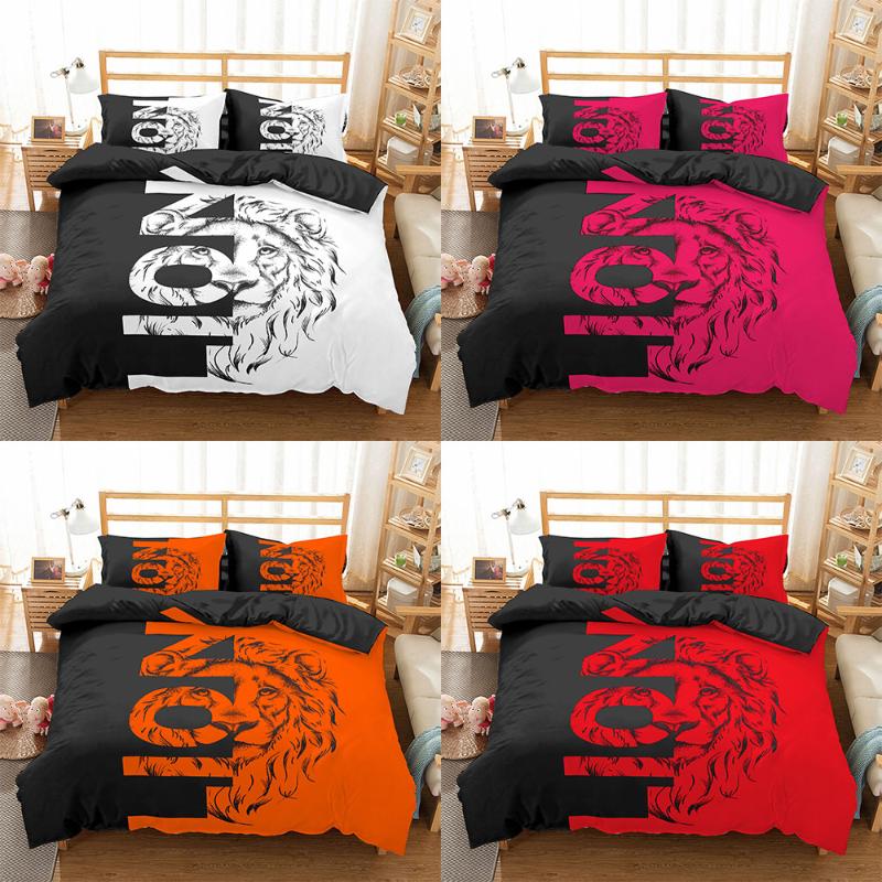 

Homesky Lion Duvet Cover King Size Queen Size Comforter Sets Printing Bedding Set Pillowcase 2/3pcs, Cd271-1
