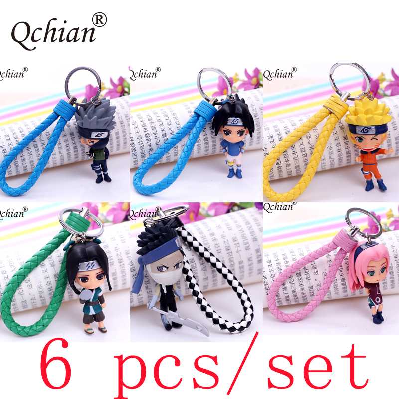 

6pcs 11pcs 3D Anime Keychain Keyring Naruto Keychain Kakashi gaara itachi Figure Doll Key chain Car Bag Pendant Cosplay Gift