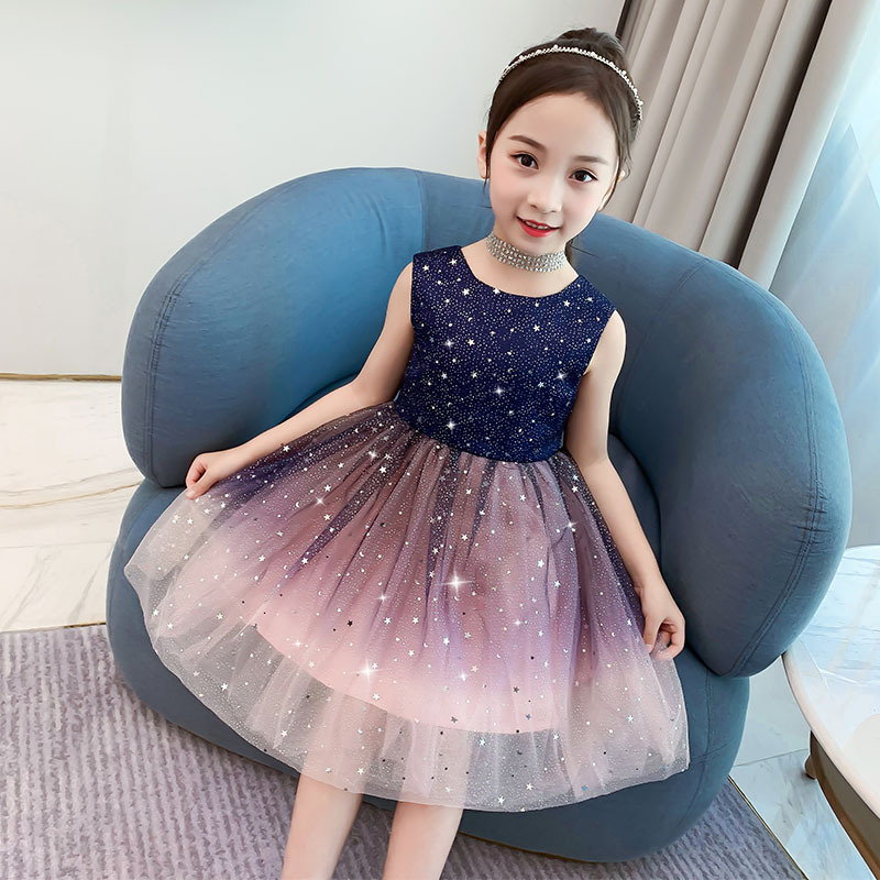 

Girls Dress kids summer dresses for 4-9 yrs sequined girl elegant evening party gown formal clothes Ball Gown 2 Color, Pink